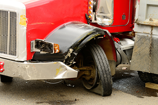 Semi truck and dump truck accident