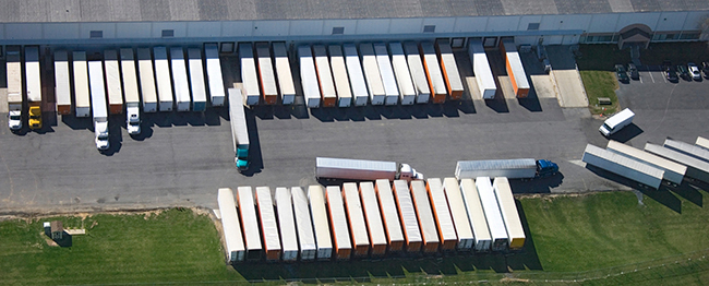 LTL freight being transferred at a shipping terminal