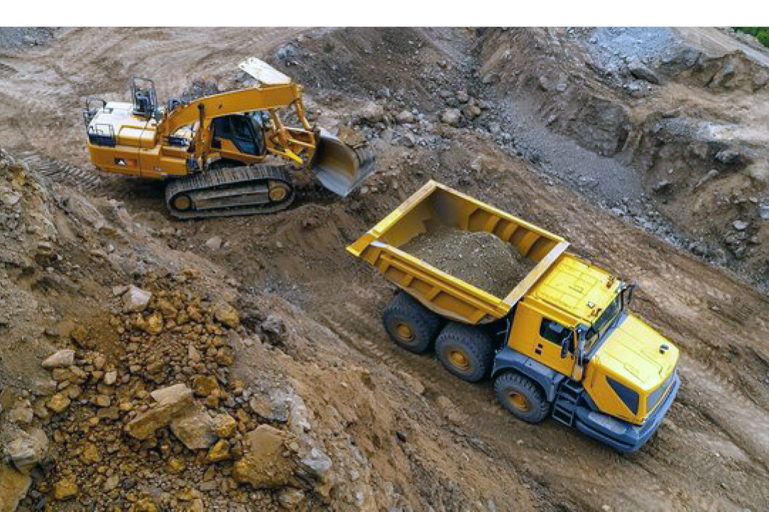 Mining equipment moves fresh minerals after being delivered to the jobsite on time by Buchanan.