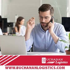 Buchanan Logistics broker working with a customer to transport goods.