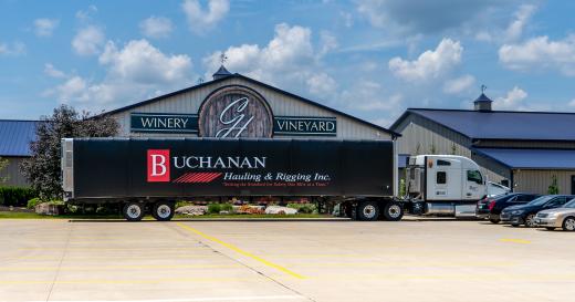 Buchanan Logistics and Hauling team up to deliver to Country Heritage Winery. Buchanan Logistics and Hauling team up to deliver to Country Heritage Winery.