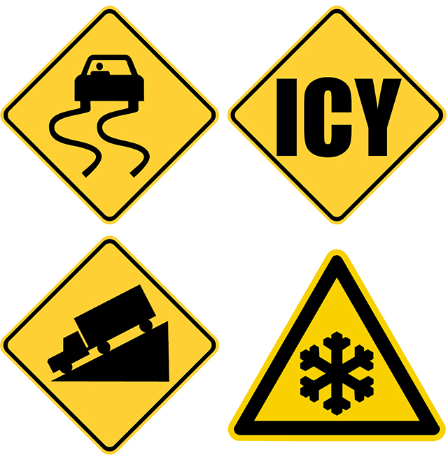 Different signs that semi truck drivers should be watching for in bad weather.