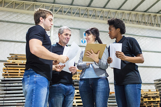 Transportation management team evaluating carrier qualifications and freight transportation safety standards Transportation management team evaluating carrier qualifications and freight transportation safety standards