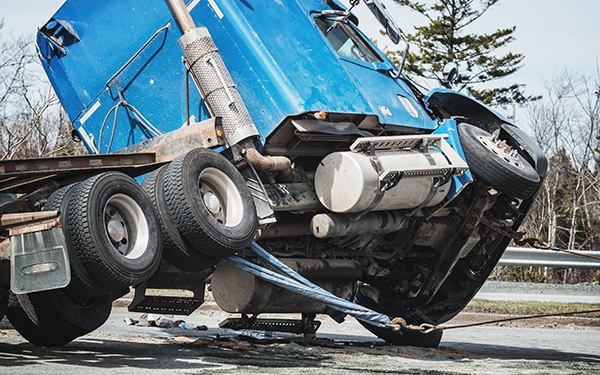 Semi truck after an accident