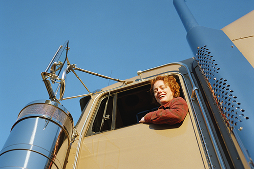 Buchanan truck driver looking down from their truck cab