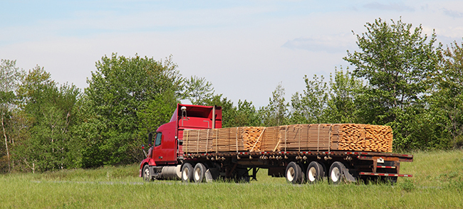 Lumber on it's way to a retail chain to help build homes.